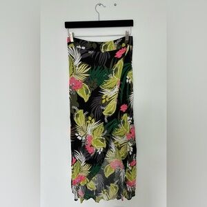Express Floral Print Skirt - Black, Green, Pink